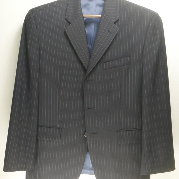 Lauren Ralph Lauren Navy Pinstripe Wool Suit Jacket 40S - Picture 2 of 16